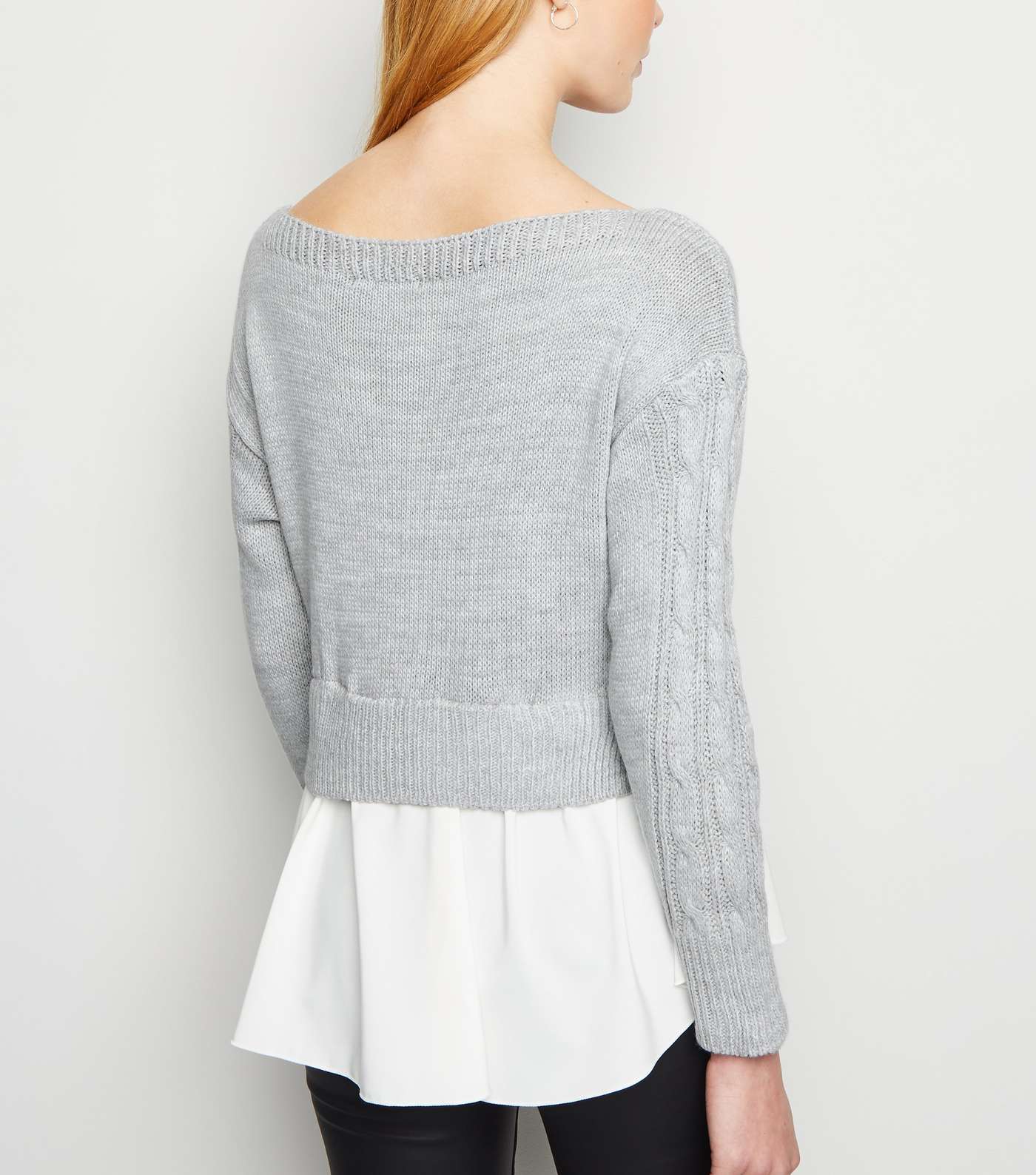 Cameo Rose Grey 2-In-1 Cable Knit Jumper Image 3