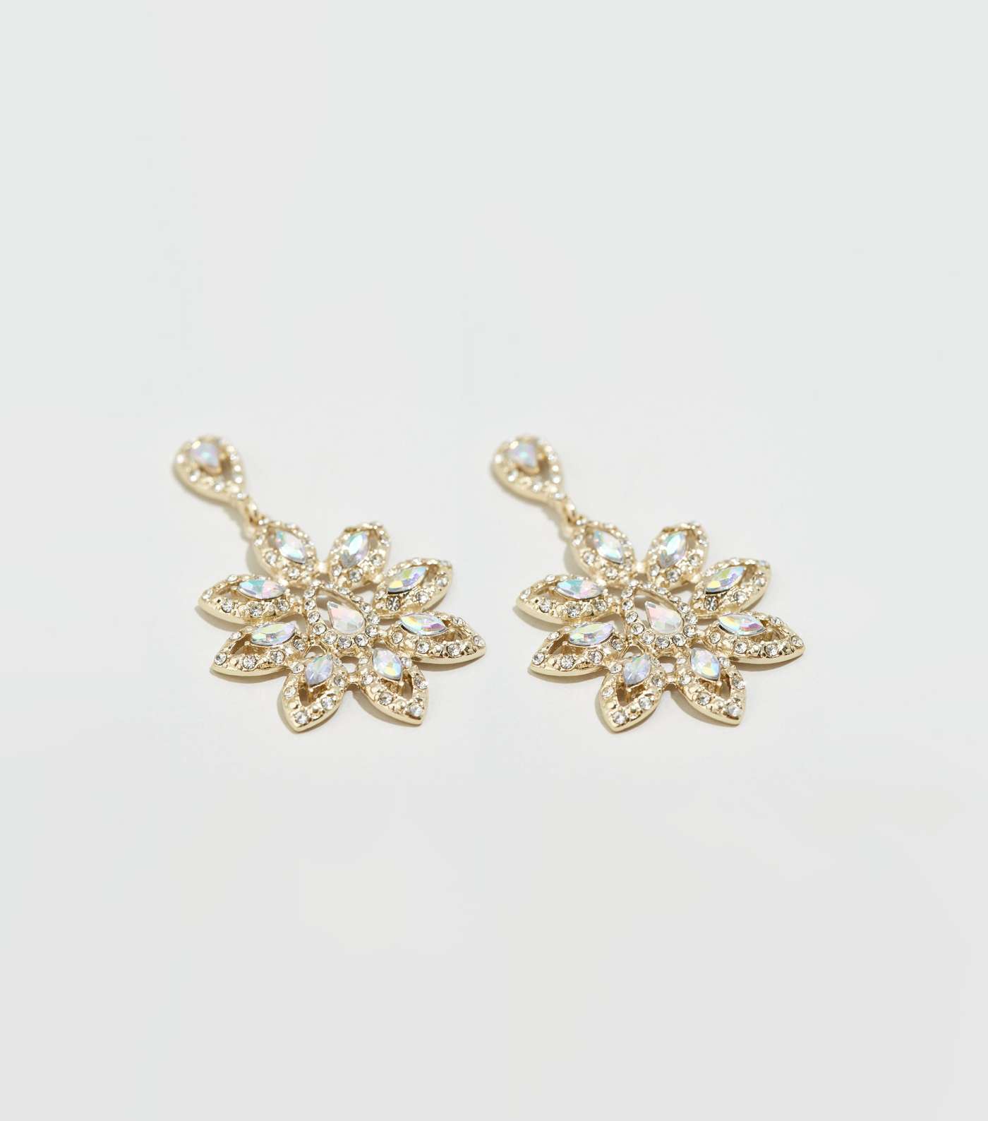 Gold Flower Gem Embellished Earrings Image 3