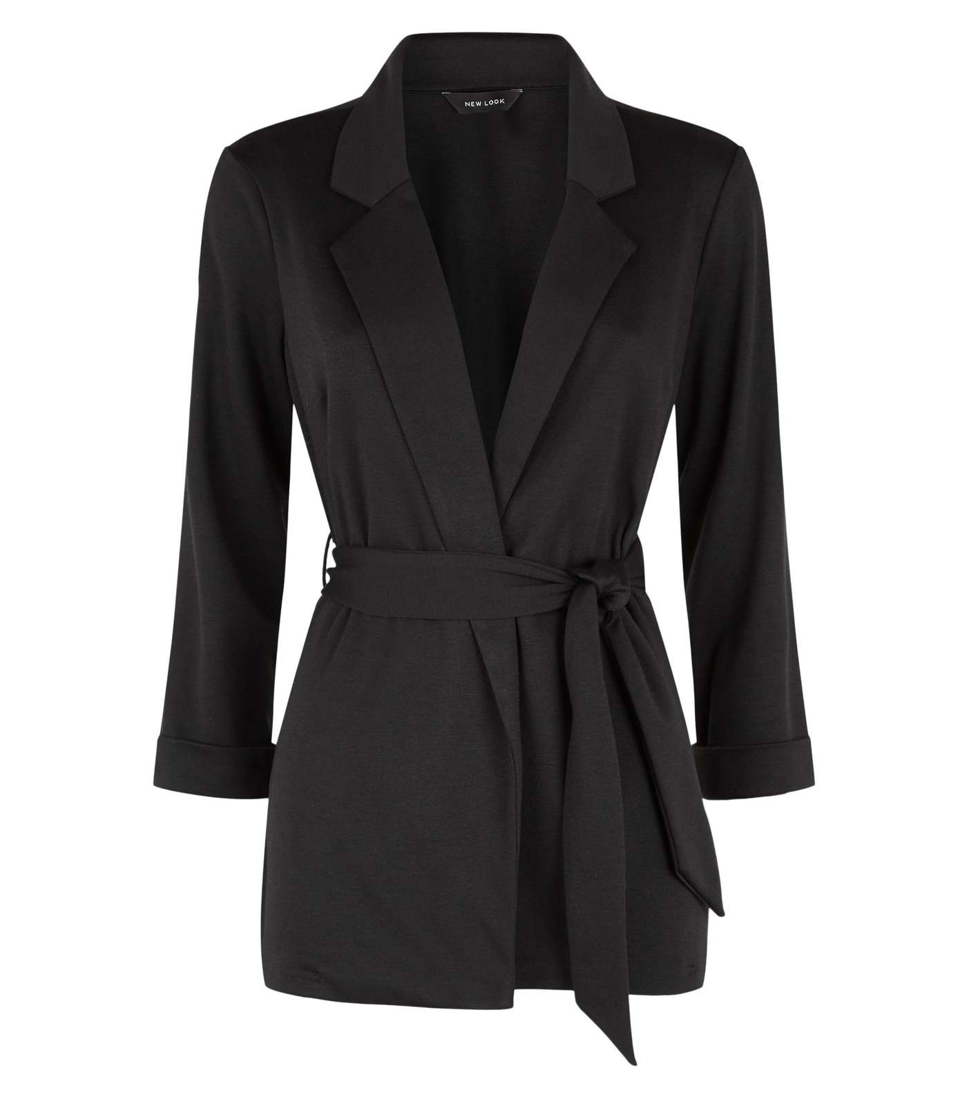 Black Belted Oversized Jersey Blazer Image 4
