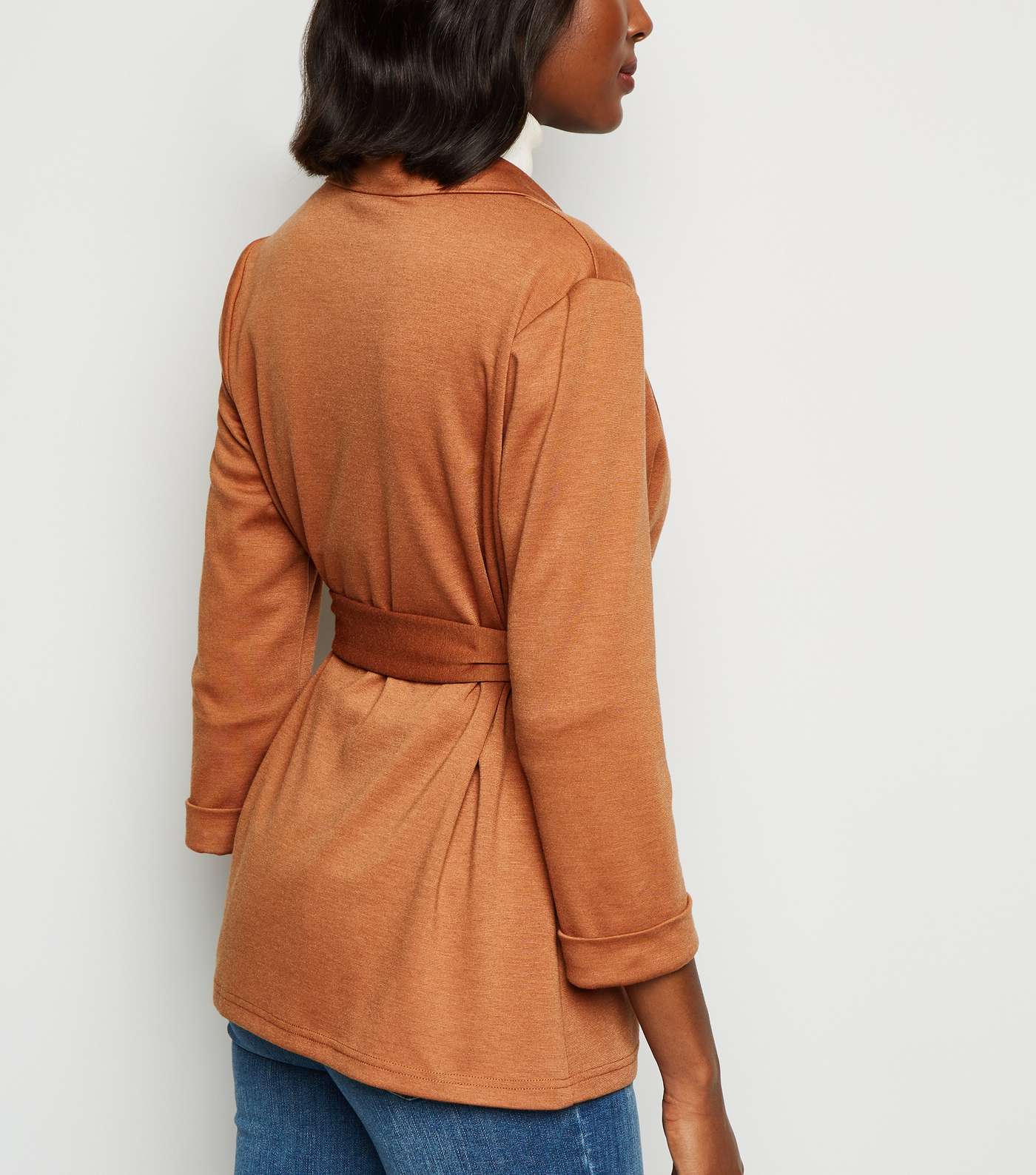 Rust Belted Oversized Jersey Blazer Image 3