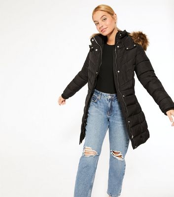 new look petite puffer jacket in black