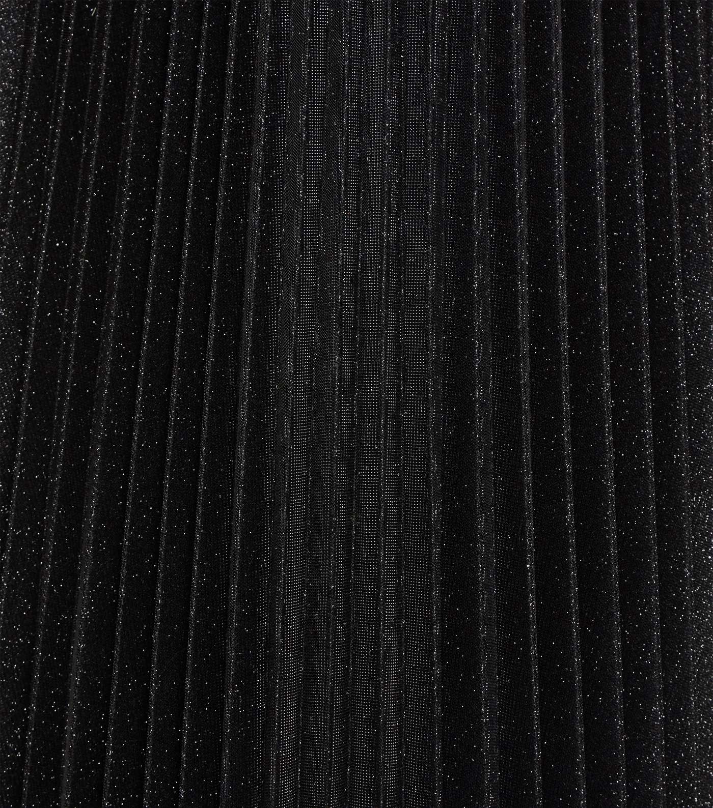 Black Glitter Pleated Midi Skirt Image 5