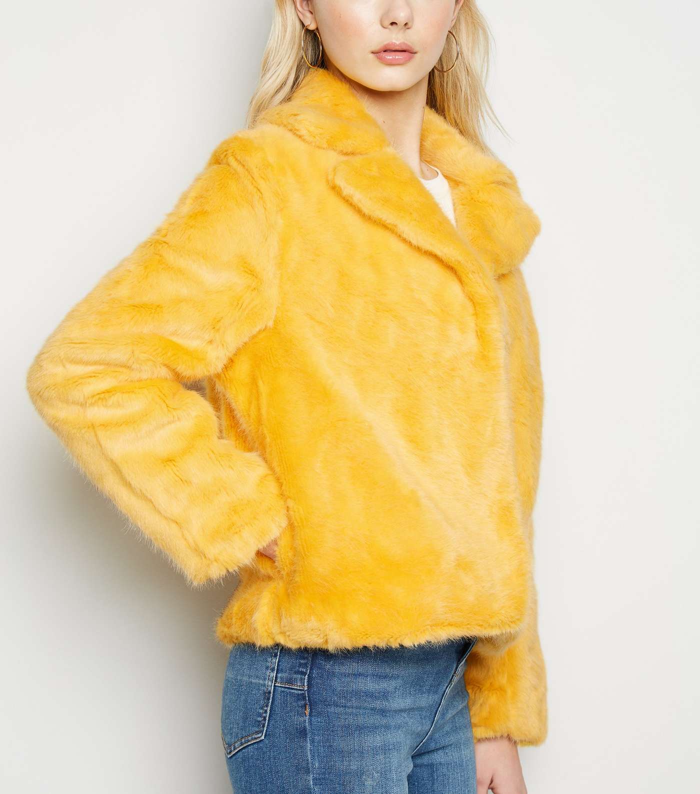 Cameo Rose Yellow Faux Fur Coat Image 5