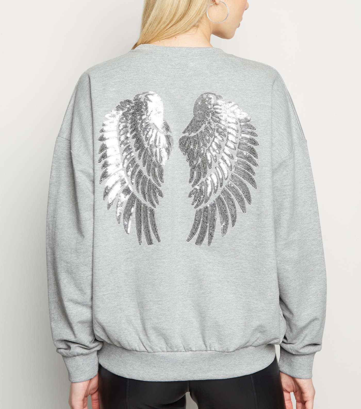 Cameo Rose Grey Sequin Angel Back Sweatshirt
