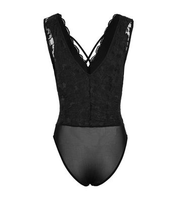 black plunge lace bodysuit