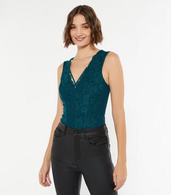 Teal 2025 lace bodysuit