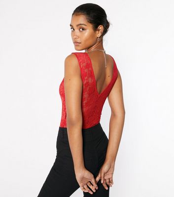 red lace plunge dress