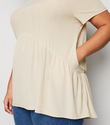 Image of Blue Vanilla Curves Cream Tunic Top New Look