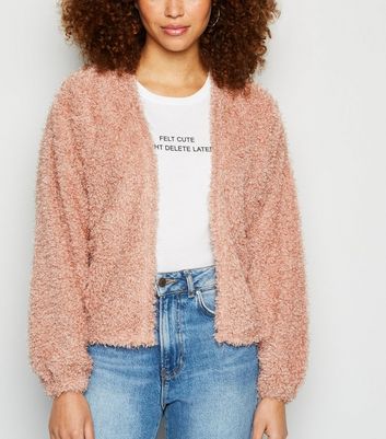 Mid Pink Fluffy Fine Knit Cardigan New Look