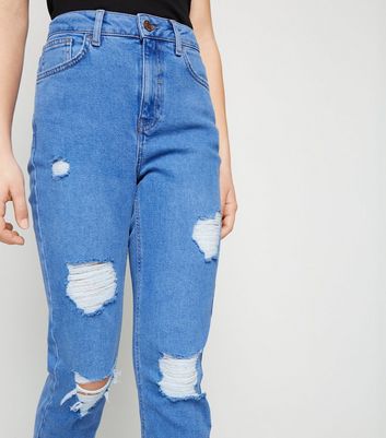 Stretchy ripped mom on sale jeans