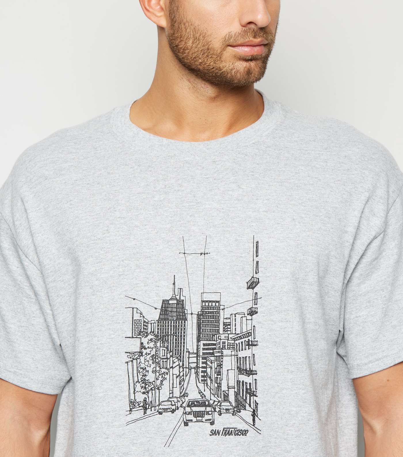 Grey Marl Oversized San Francisco T-Shirt Image 5