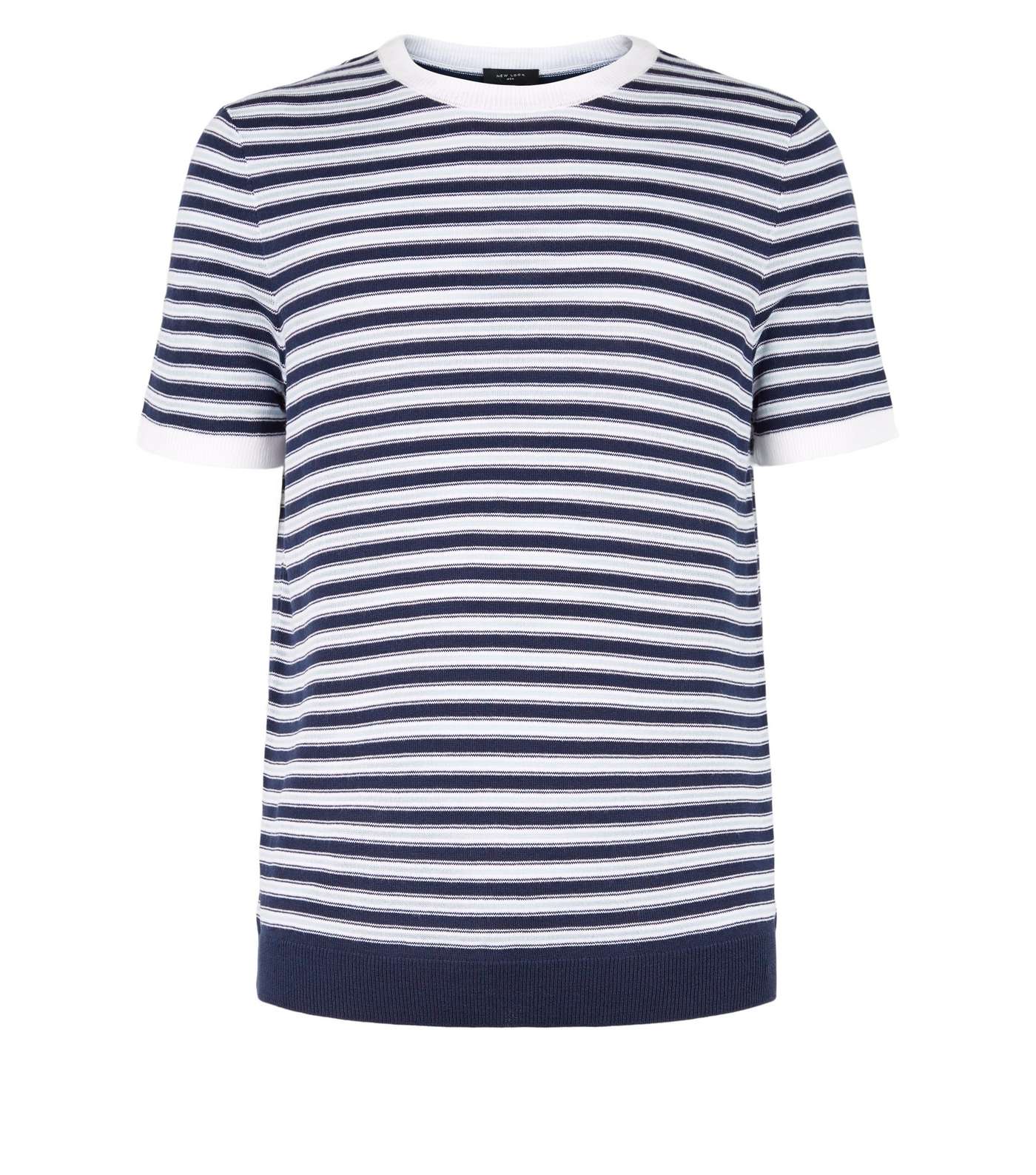 Blue Stripe Knit T-Shirt Image 4
