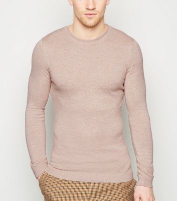Image of Stone Cotton Crew Muscle Fit Jumper New Look