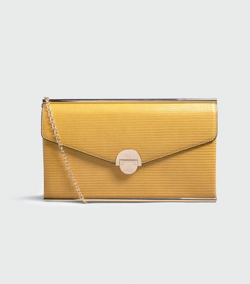 yellow clutch bag new look