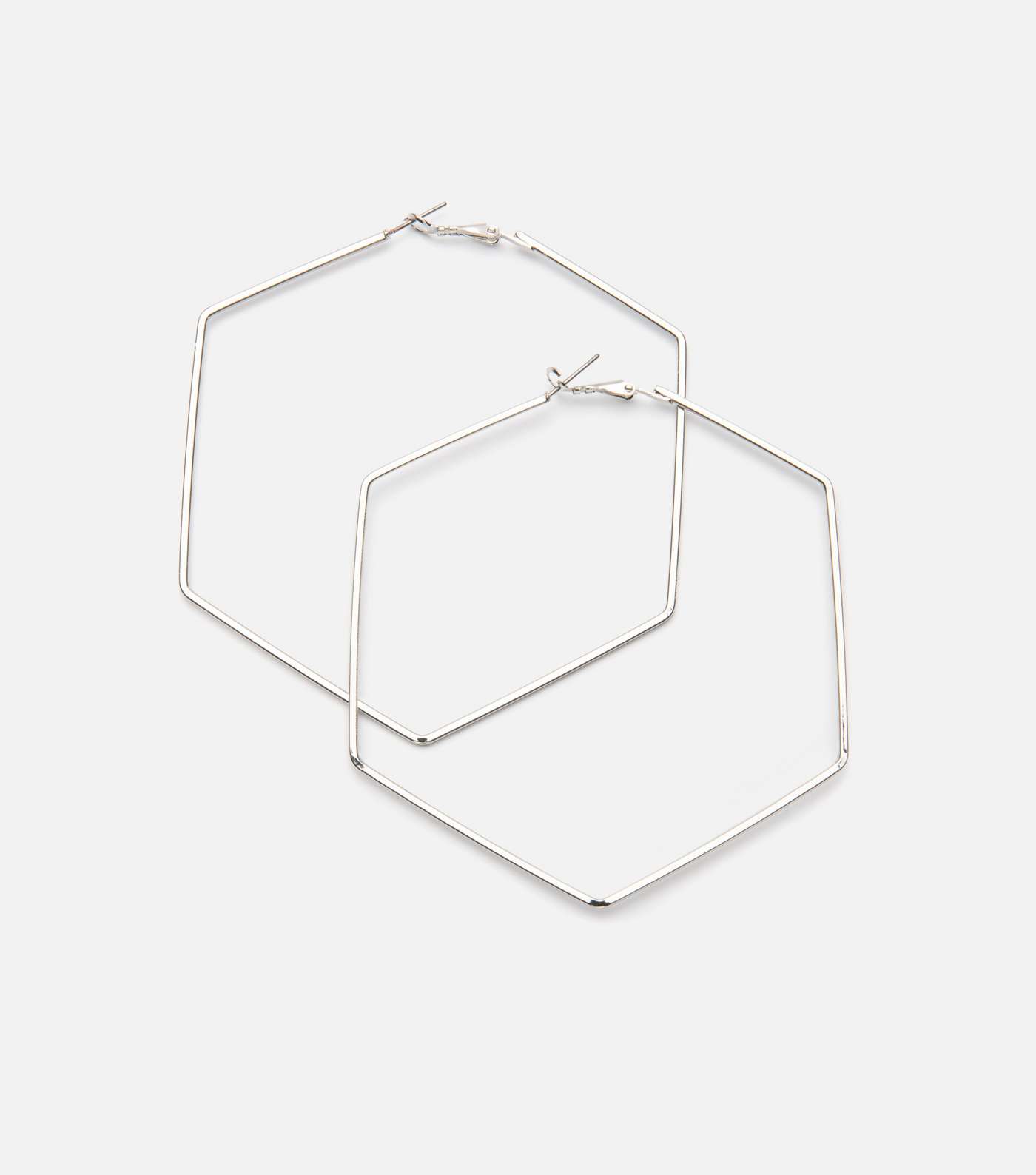 Silver Hexagonal Hoop Earrings