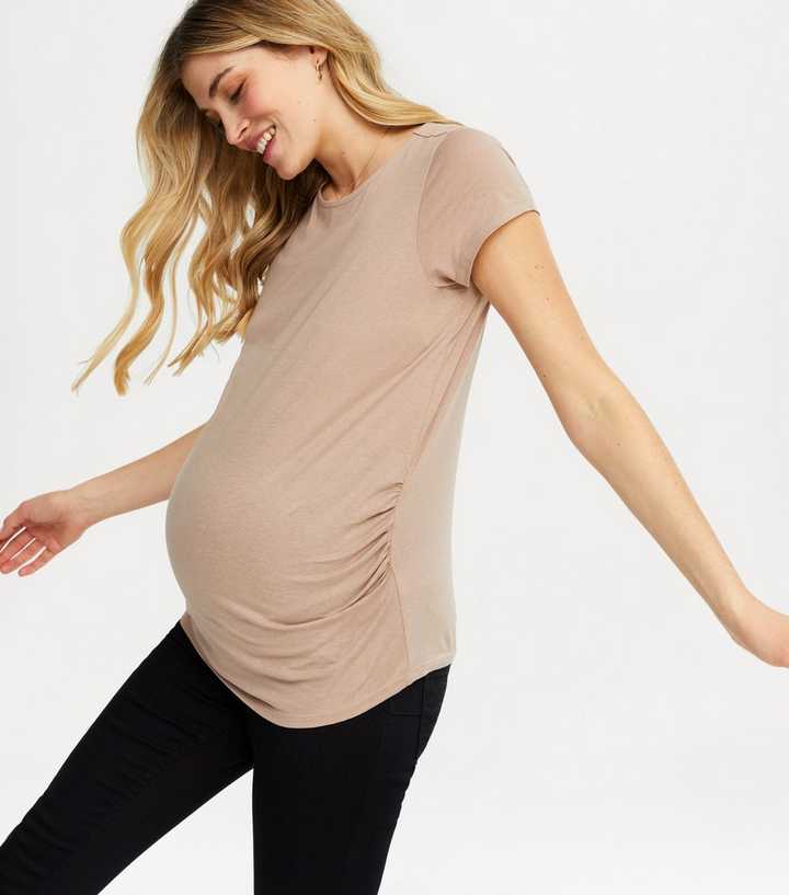 Maternity Light Brown Short Sleeve T-Shirt