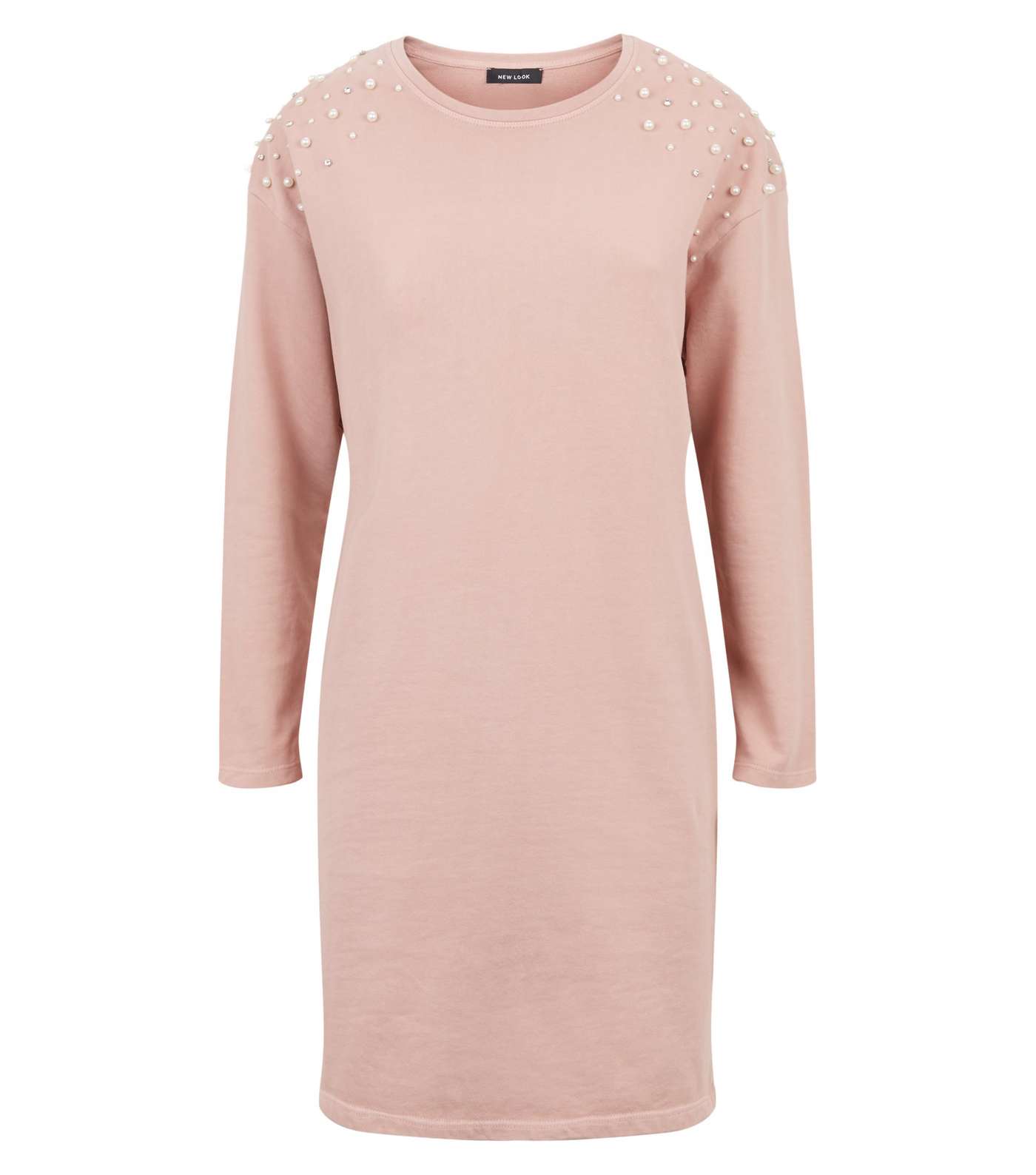 Pale Pink Faux Pearl Sweatshirt Dress Image 4
