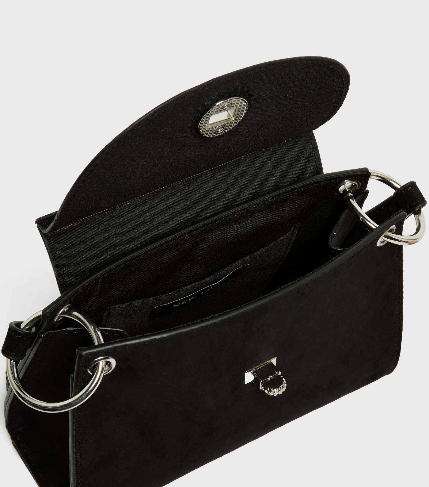 Black Suedette Chain Shoulder Bag  Image 3