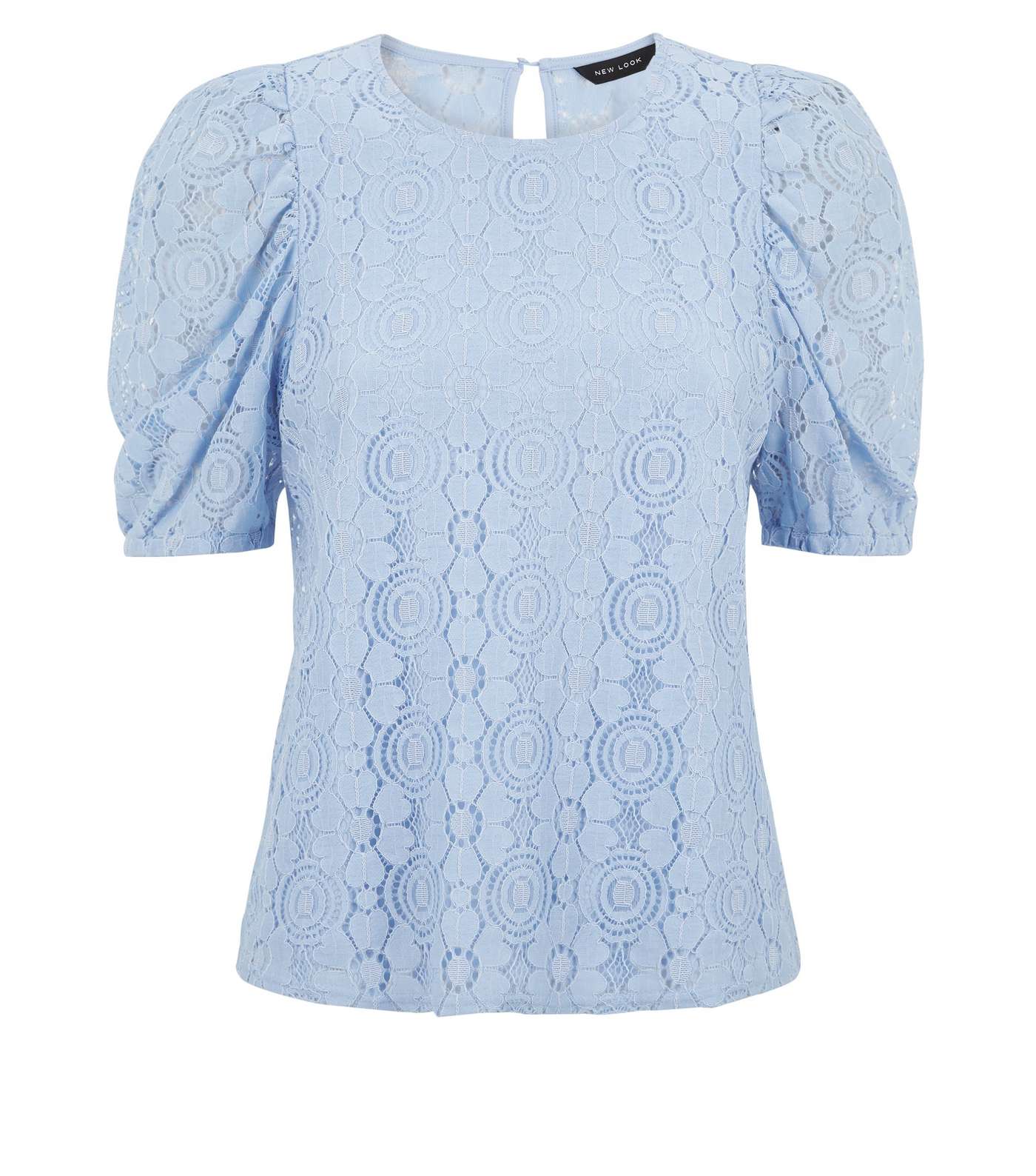 Pale Blue Lace Puff Sleeve T-Shirt Image 4