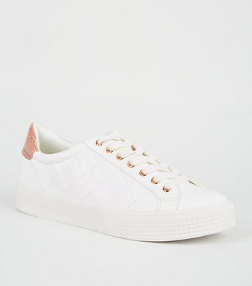 New look best sale white leather trainers