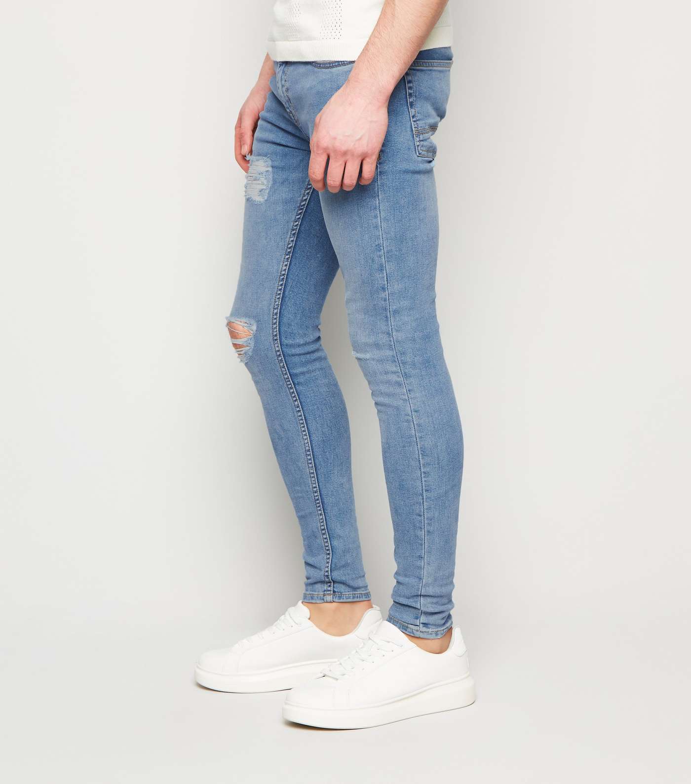 Pale Blue Ripped Spray On Jeans Image 5