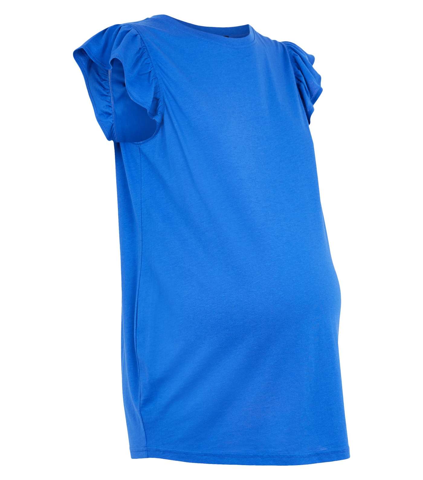 Maternity Bright Blue Frill Sleeve Top Image 4