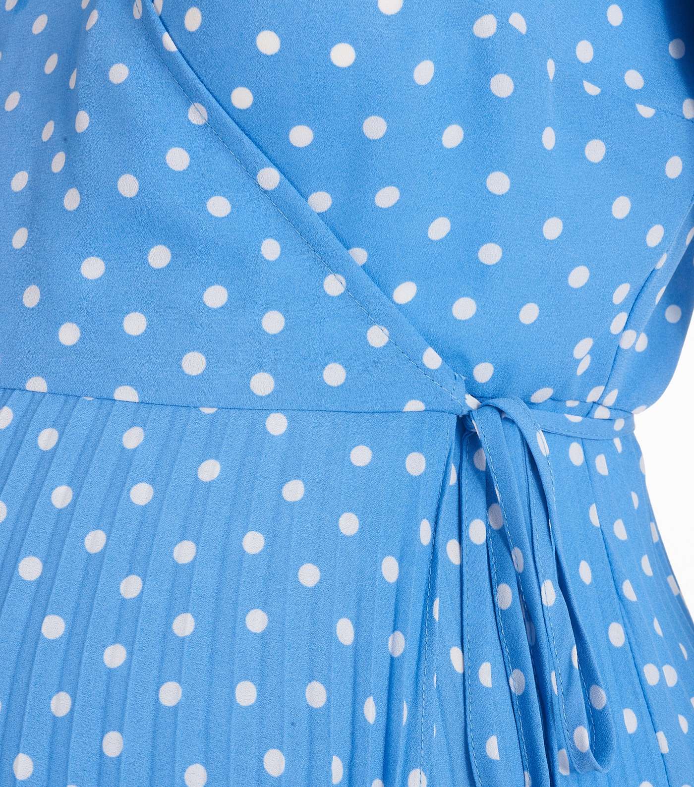 Maternity Blue Spot Pleated Wrap Midi Dress Image 3