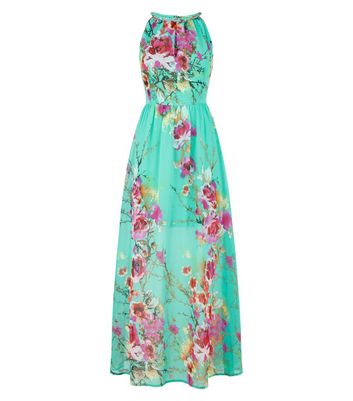 blue and green maxi dress