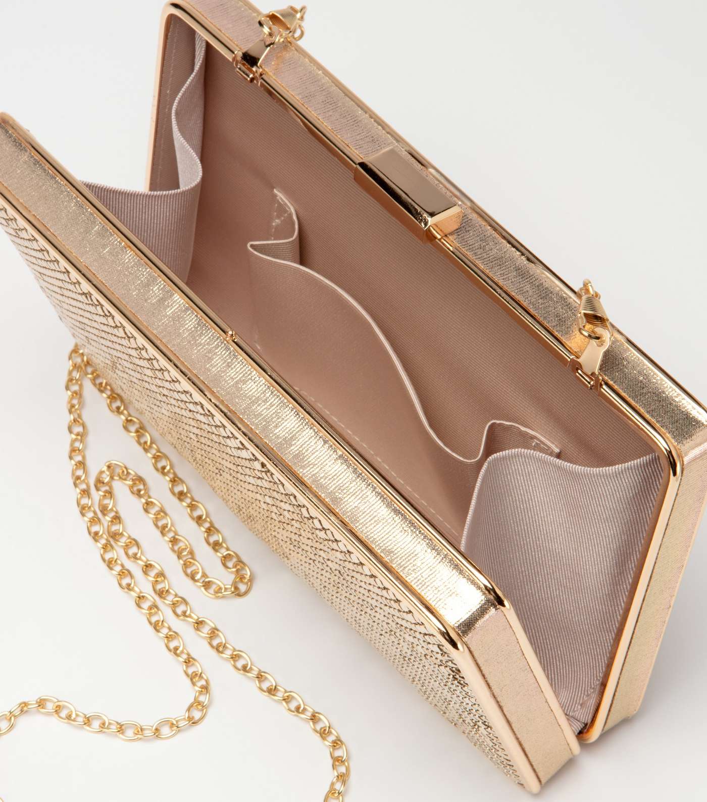 Gold Metallic Chain Strap Box Bag Image 2