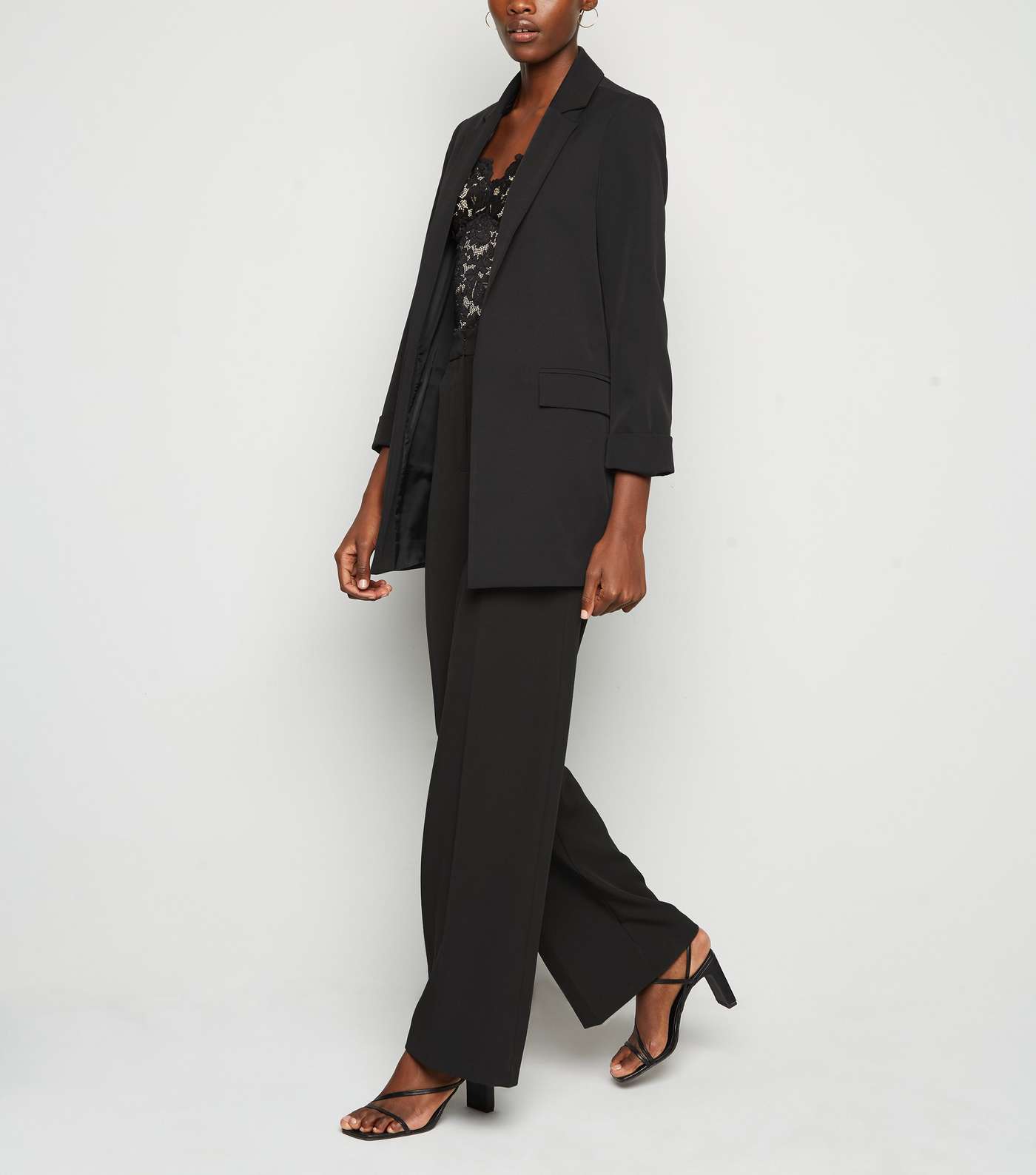Tall Black Wide Leg Trousers Image 6