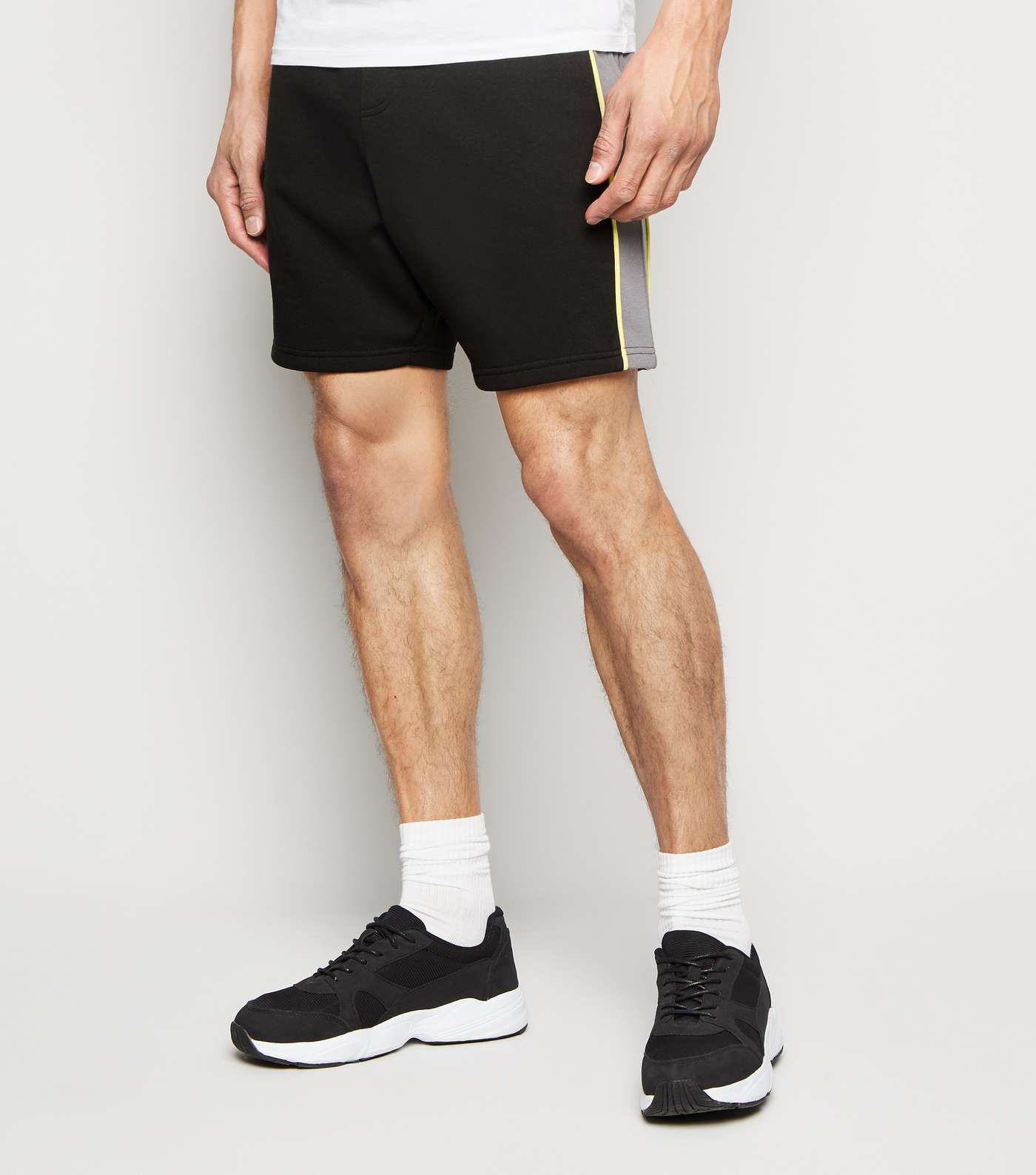 Black Piped Colour Block Shorts