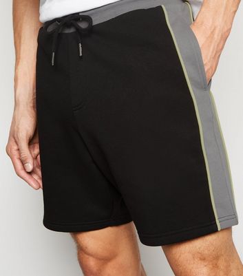 Image of Black Piped Colour Block Shorts New Look