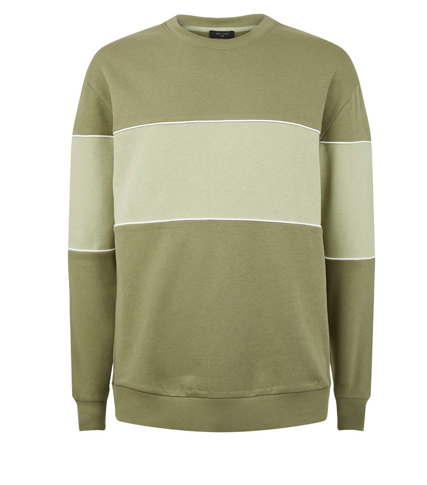 Olive Colour Block Sweatshirt Image 4