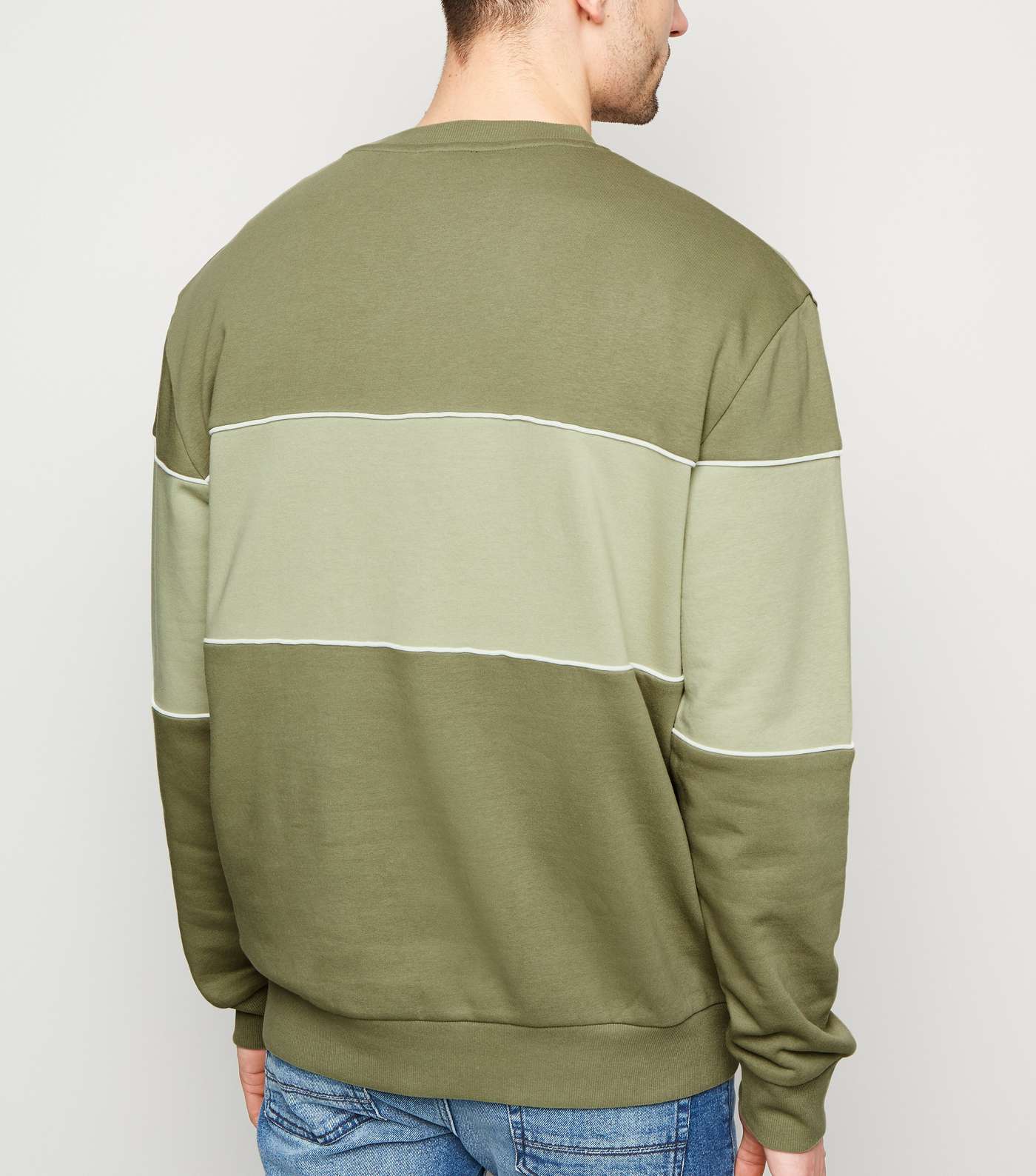 Plus Size Olive Colour Block Sweatshirt Image 3