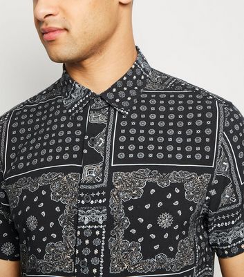 Black Bandana Paisley Print Shirt | New 