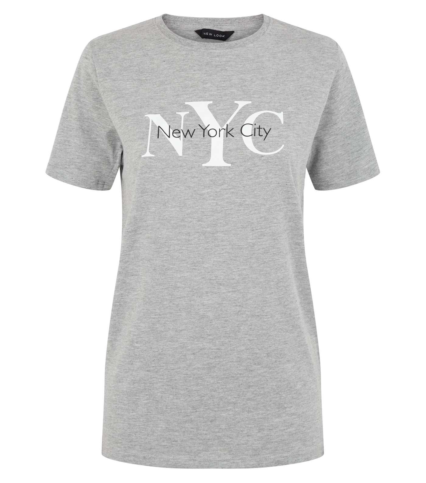 Grey Marl NYC Slogan T-Shirt Image 4