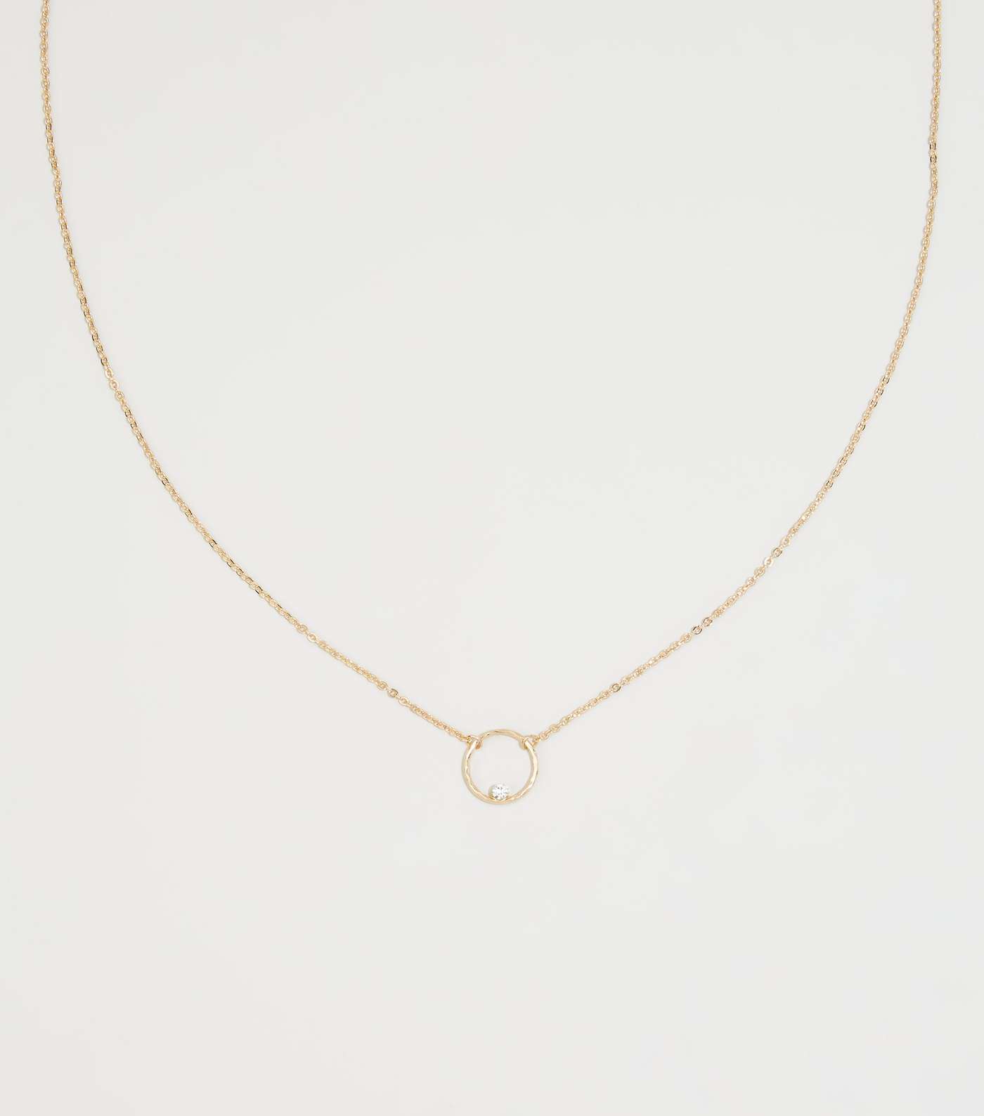 Gold Circle Diamanté Pendant Necklace