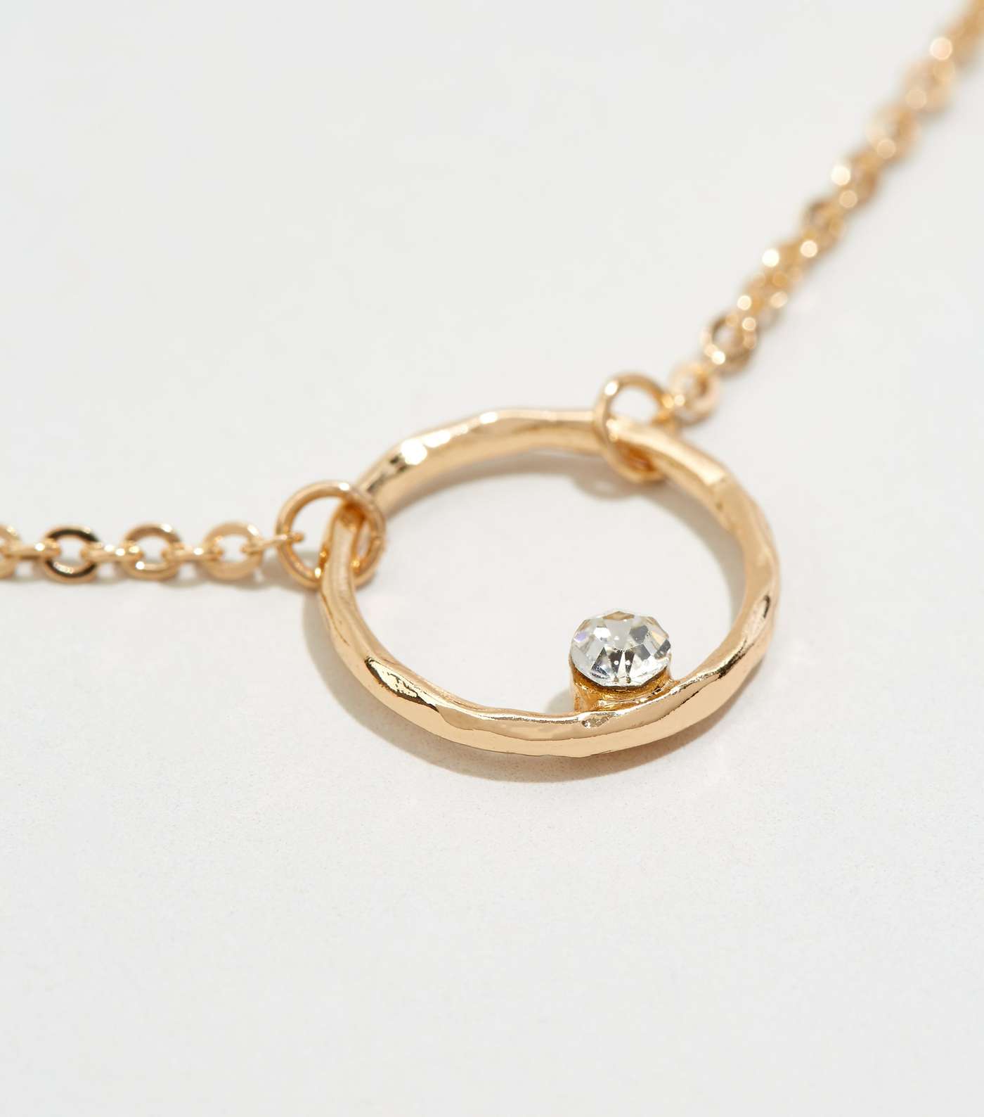 Gold Circle Diamanté Pendant Necklace Image 3