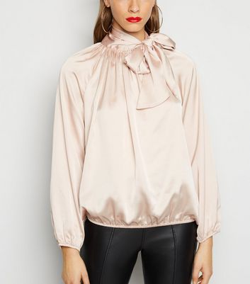 light pink satin blouse