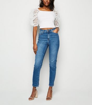 Image of Cameo Rose White Grid Mesh Puff Sleeve Top New Look