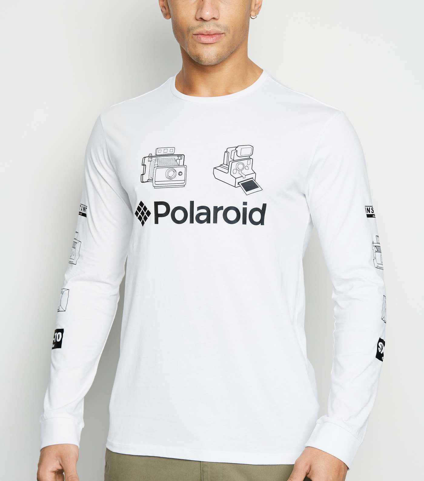 Only & Sons White Polaroid Logo Long Sleeve Top 
