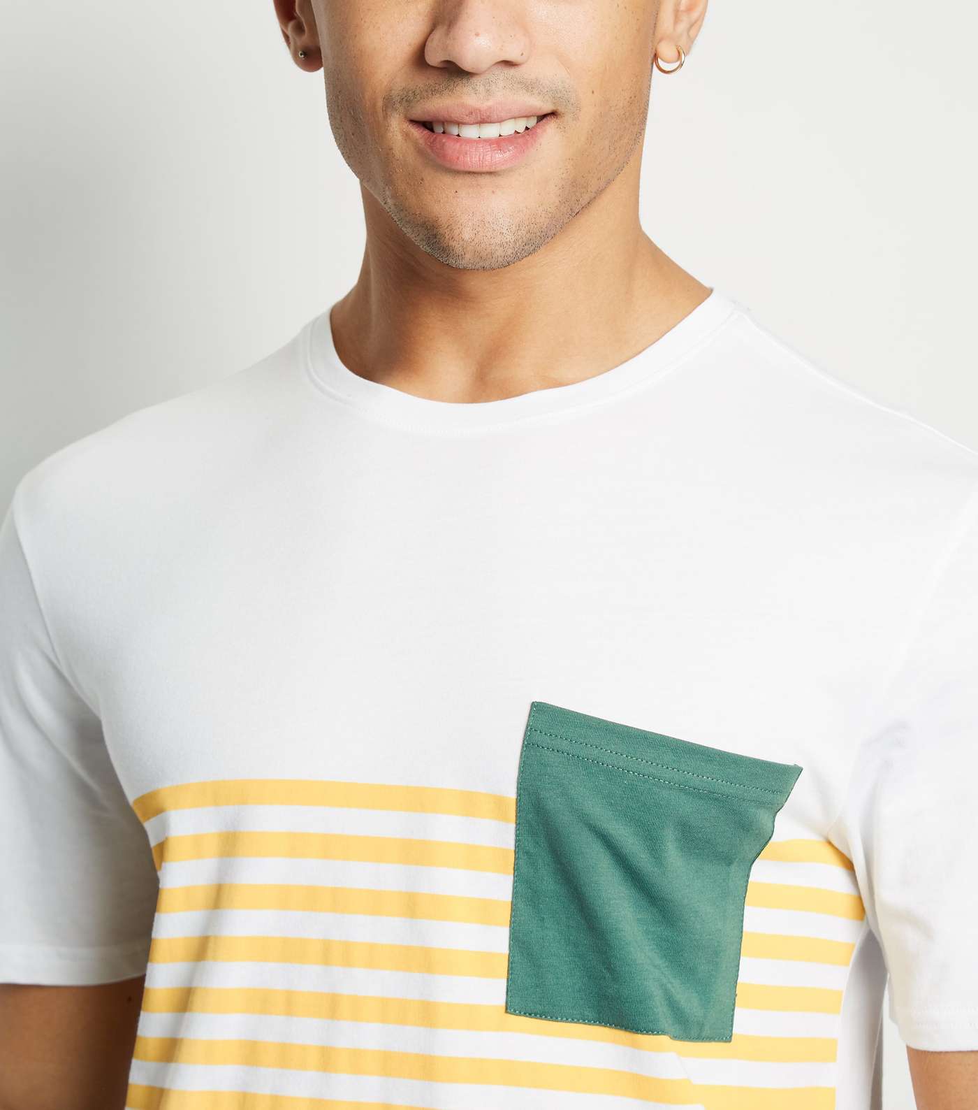 Only & Sons Green Stripe Colour Block T-Shirt Image 5