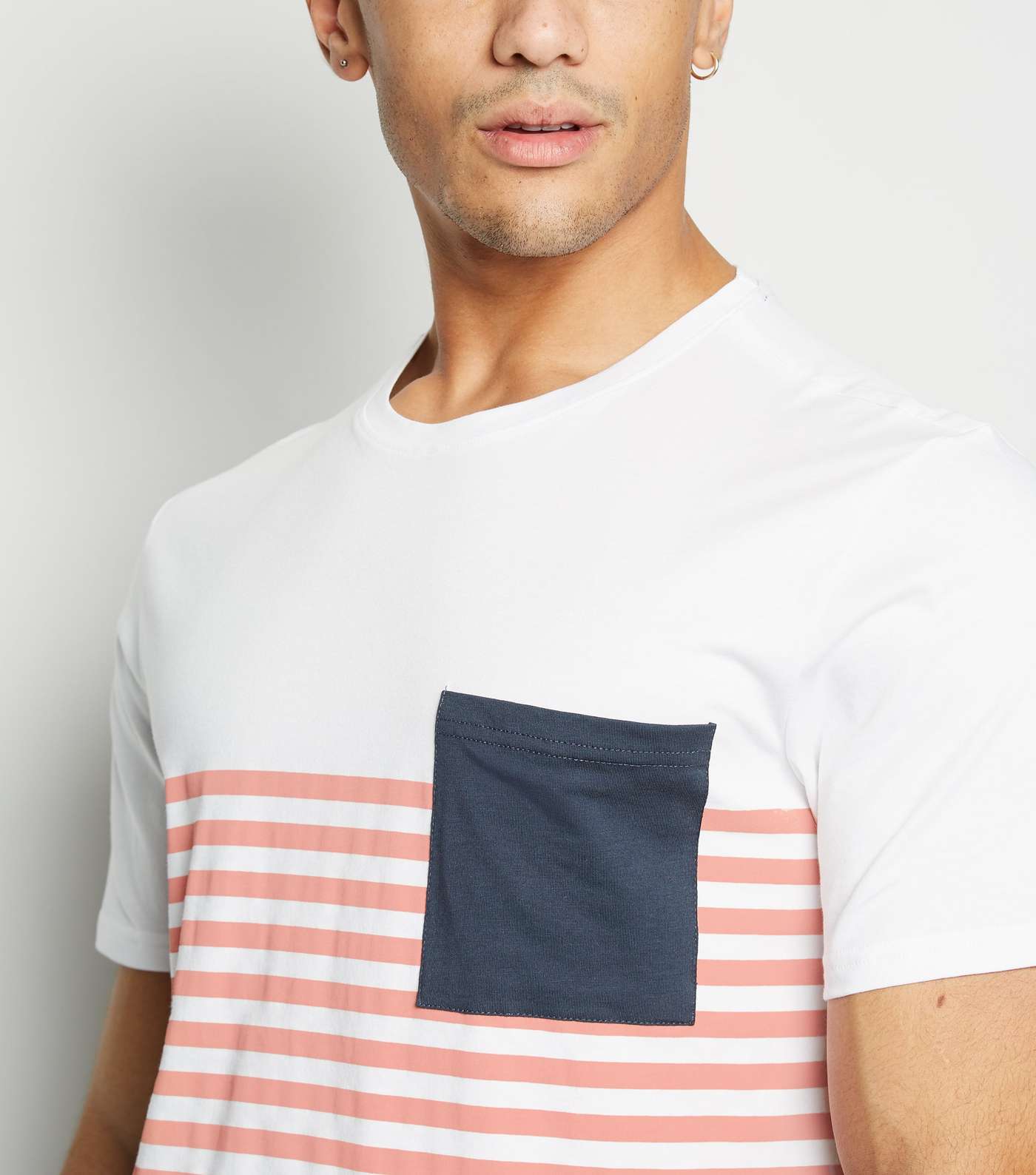 Only & Sons Navy Stripe Colour Block T-Shirt Image 5