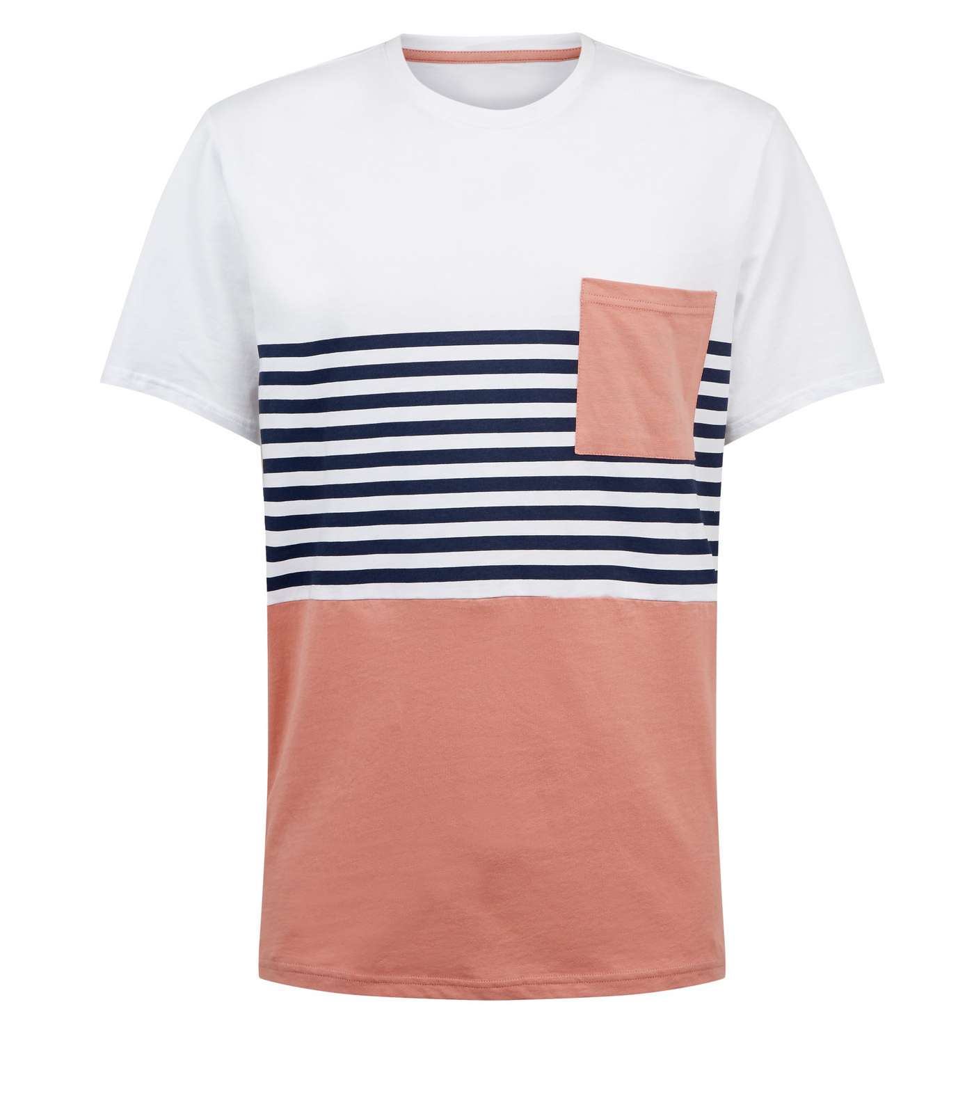 Only & Sons Mid Pink Stripe Colour Block T-Shirt Image 4