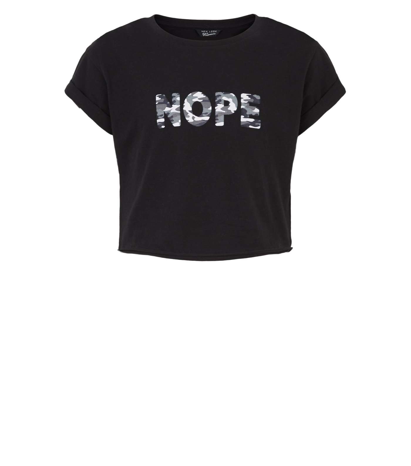 Girls Black Camo Hope Slogan T-Shirt Image 4