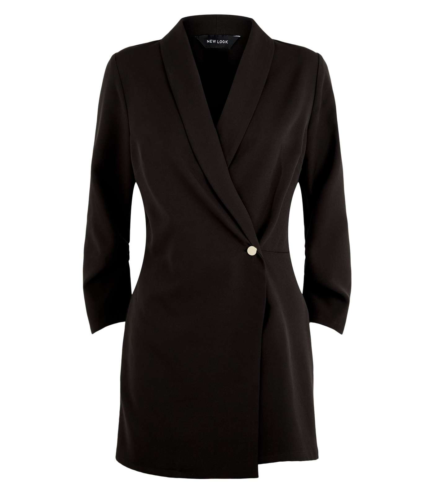 Black Collared Button Up Tuxedo Wrap Playsuit Image 4