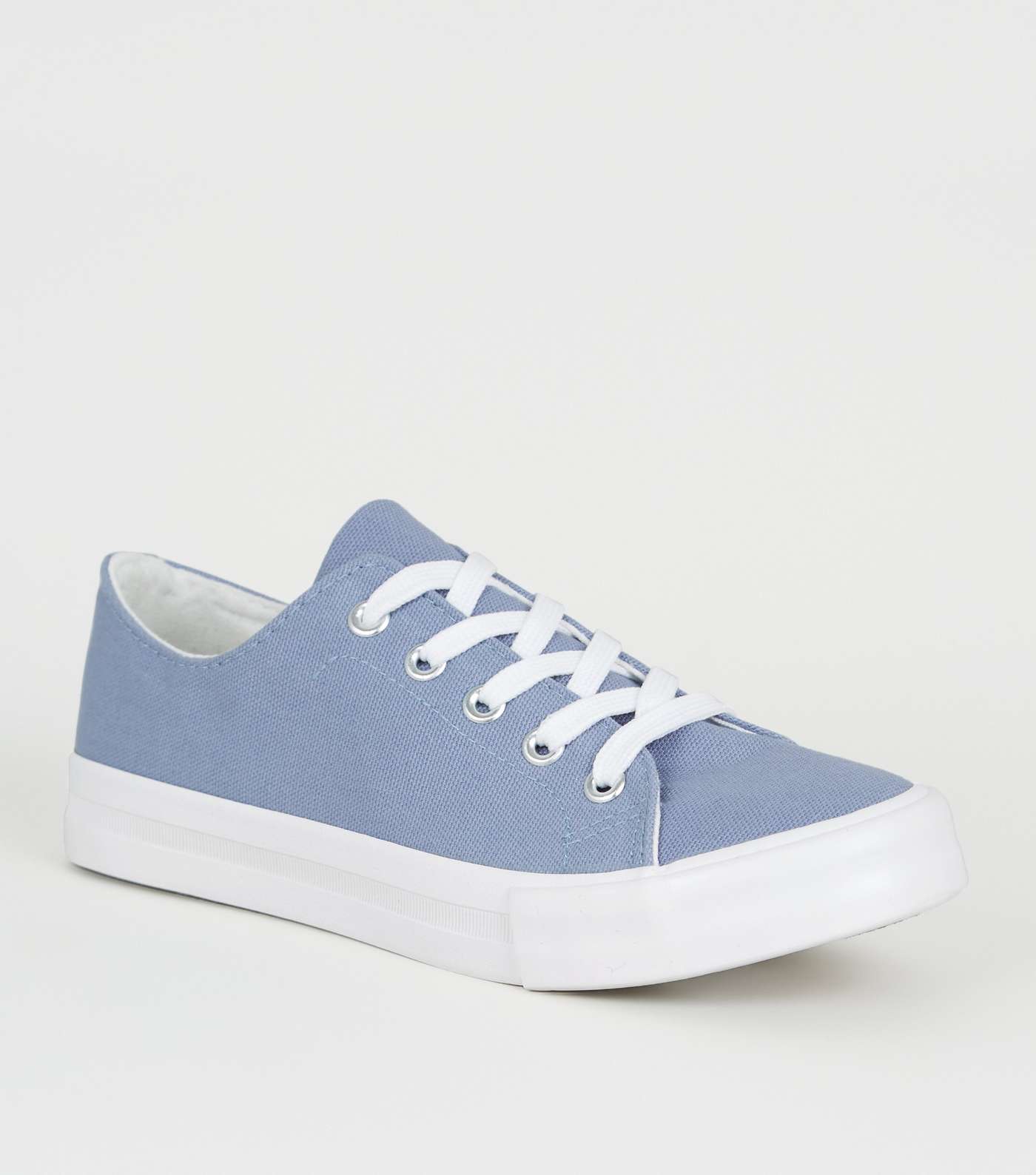 Girls Pale Blue Canvas Trainers