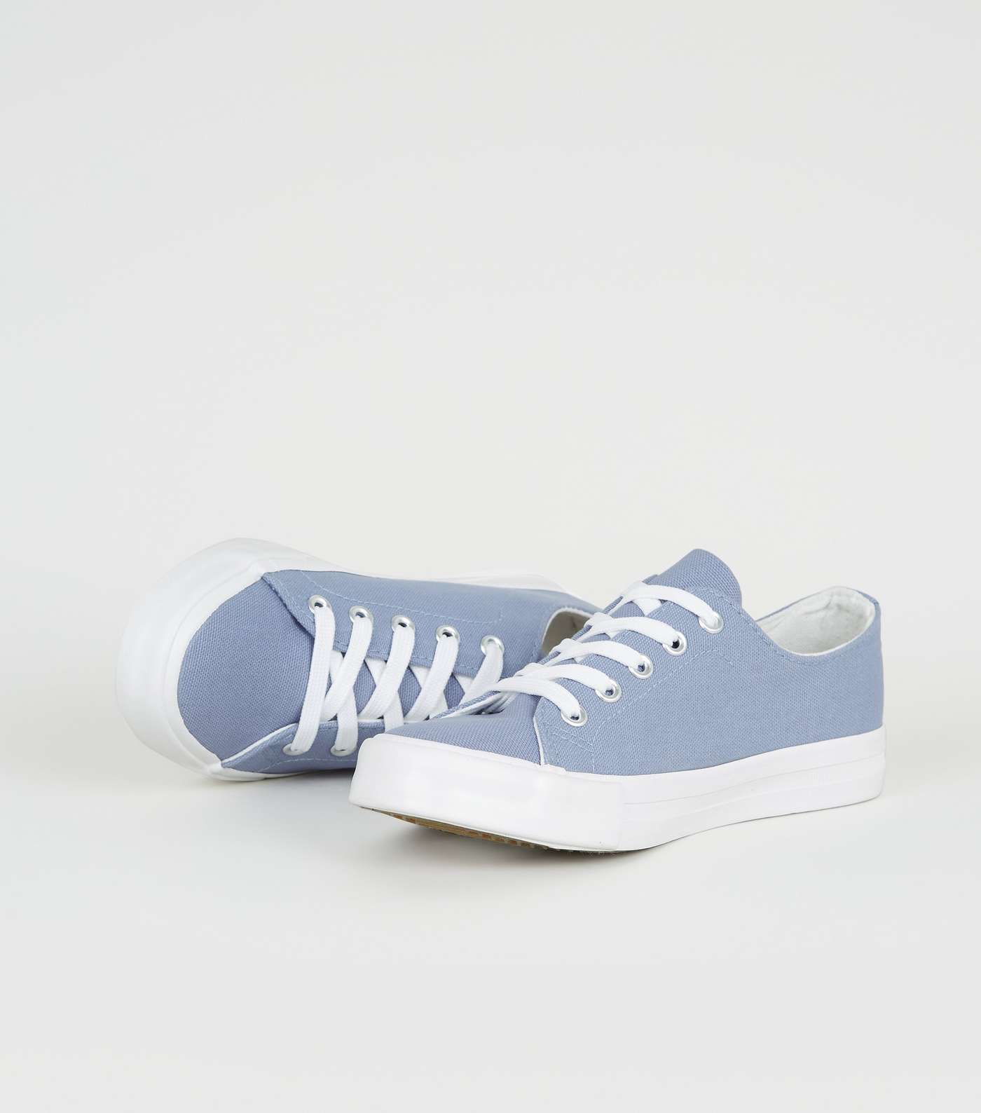 Girls Pale Blue Canvas Trainers Image 3