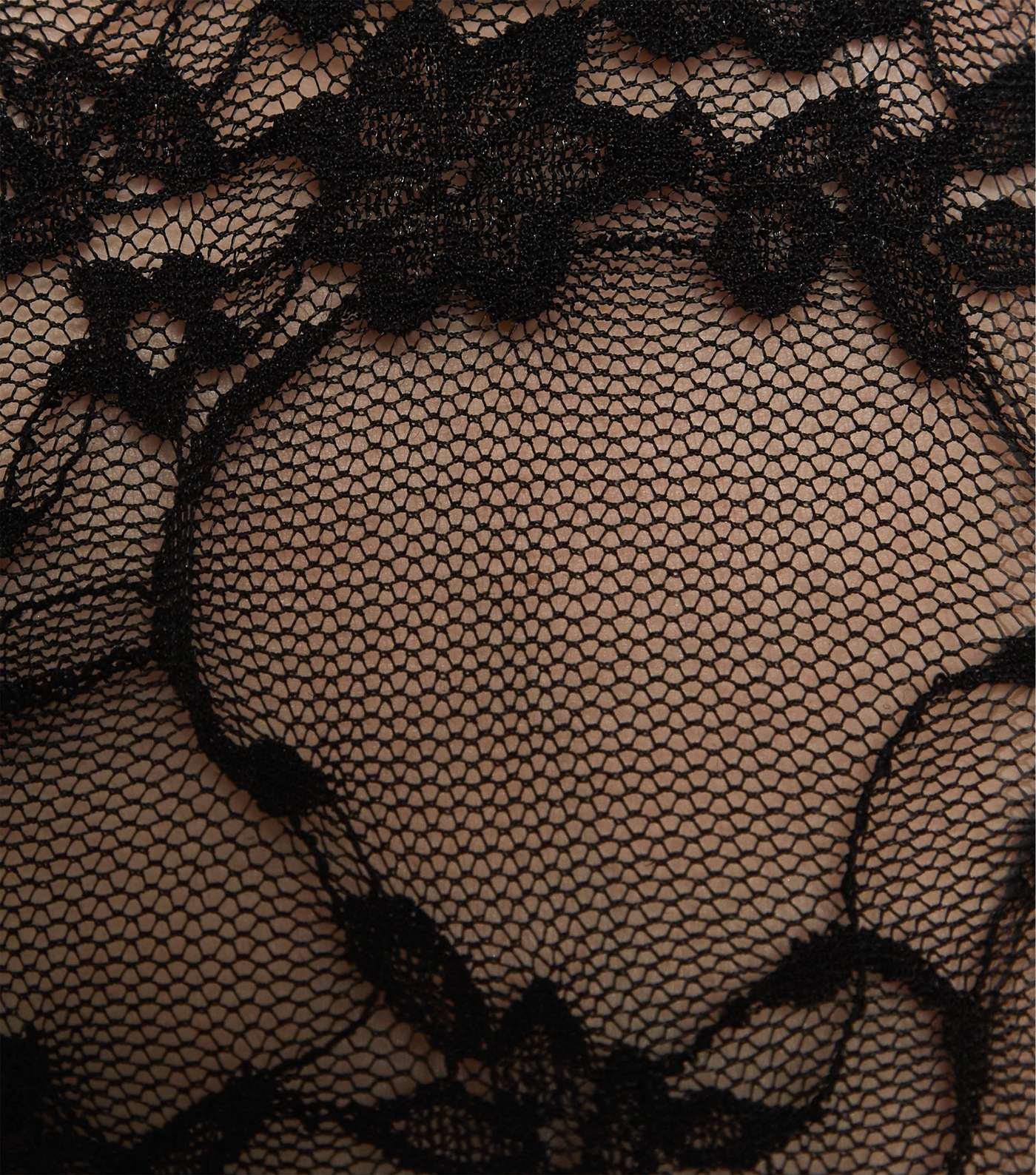 Black Lace Mesh Puff Sleeve Top Image 6