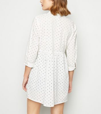 white broderie shirt dress